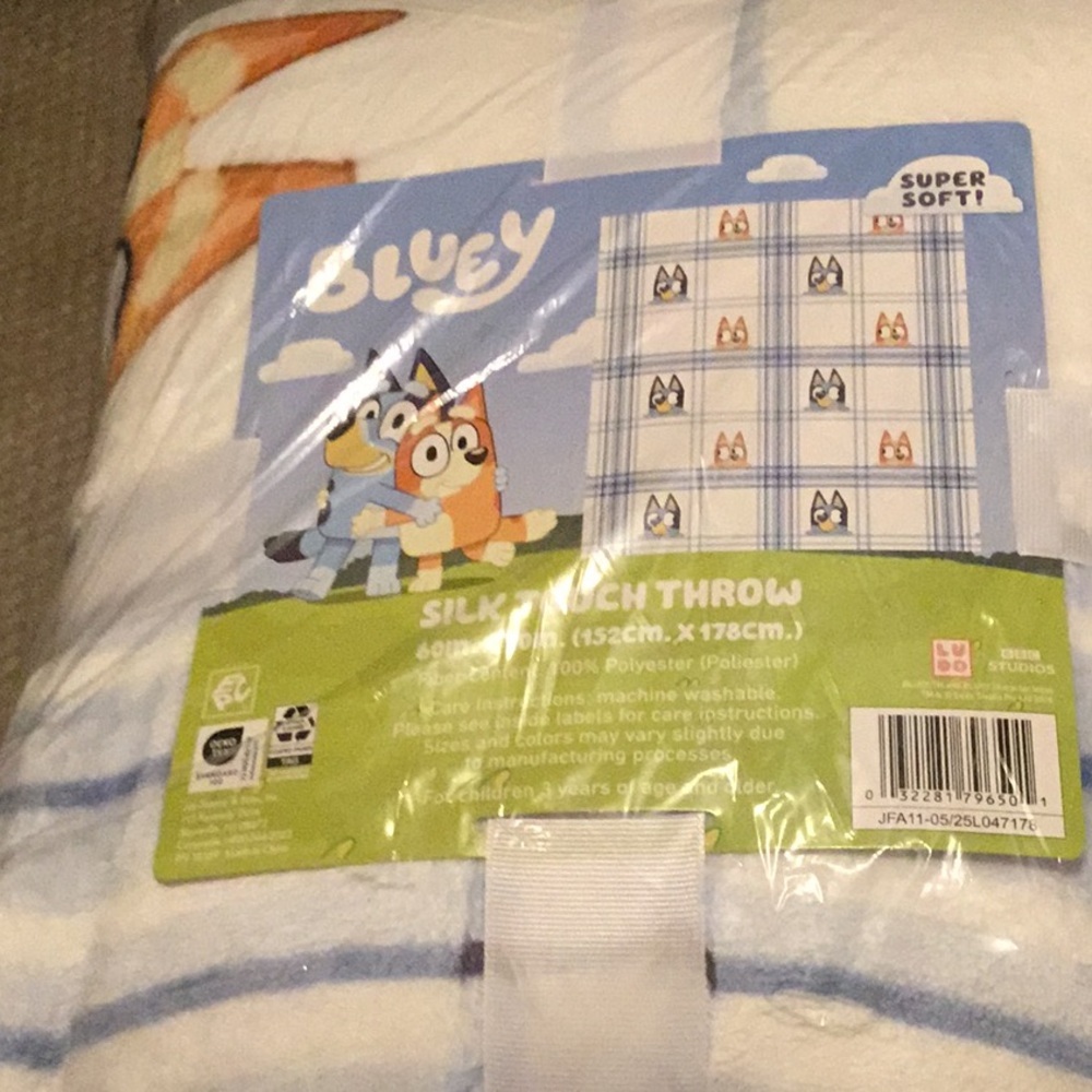 Bluey Licensed Silk Touch Throw, 60" x 70". New